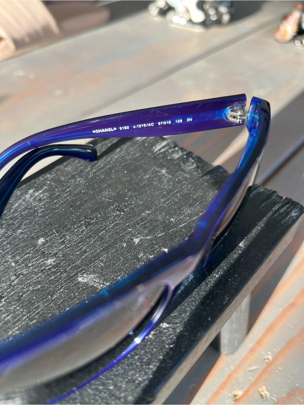 CHANEL Blue Gradient Cat-Eye Sunglasses with Gold CC Temples Style 5182